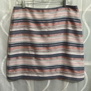 Loft Pink & Blue Striped Mini Skirt, Size 8